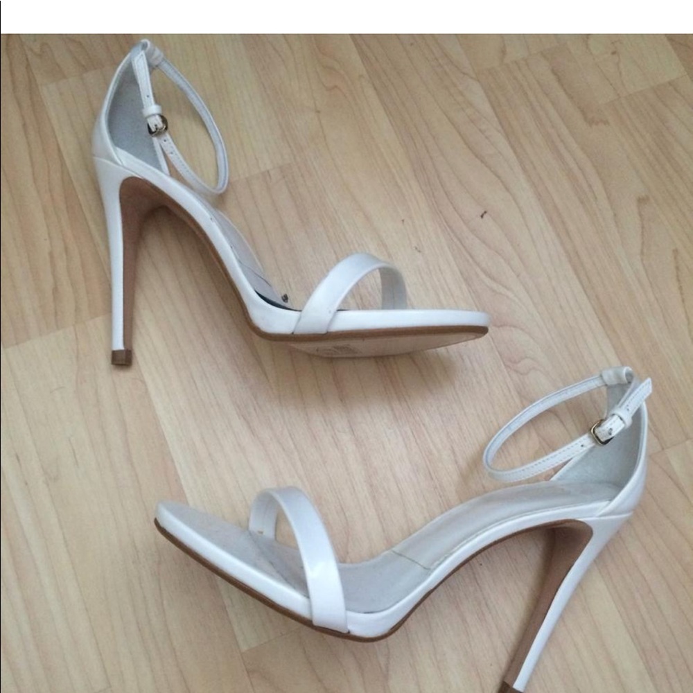 Zara White Ankle Strap Sandal Heels 39 - Picture 3 of 8